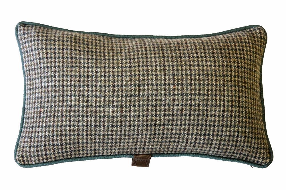 Oatmeal & Moss Houndstooth / Solid Brown
