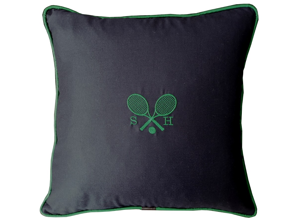 Wimbledon Personalised Tennis Embroidered Navy Blue Cushion